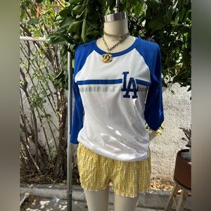 PINK Victoria's Secret Blue and White Long Sleeve Tee